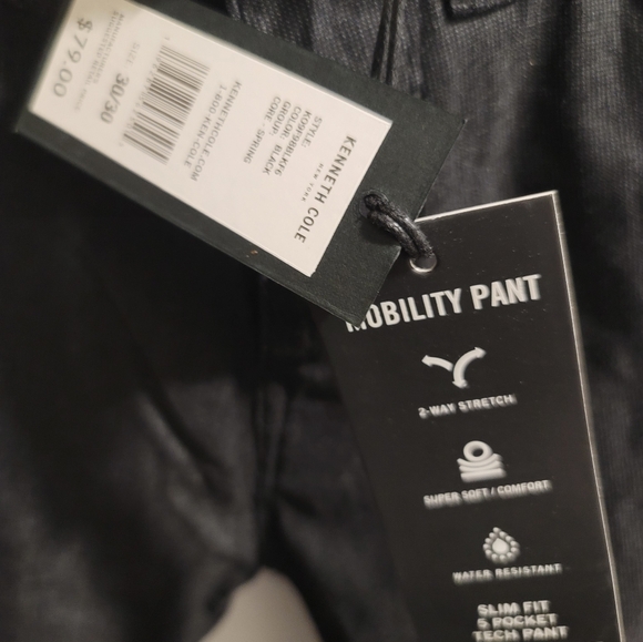 NWT Kenneth Cole Slim Fit 5-Pocket Tech Pant Black Mens 30x30 - Picture 3 of 3